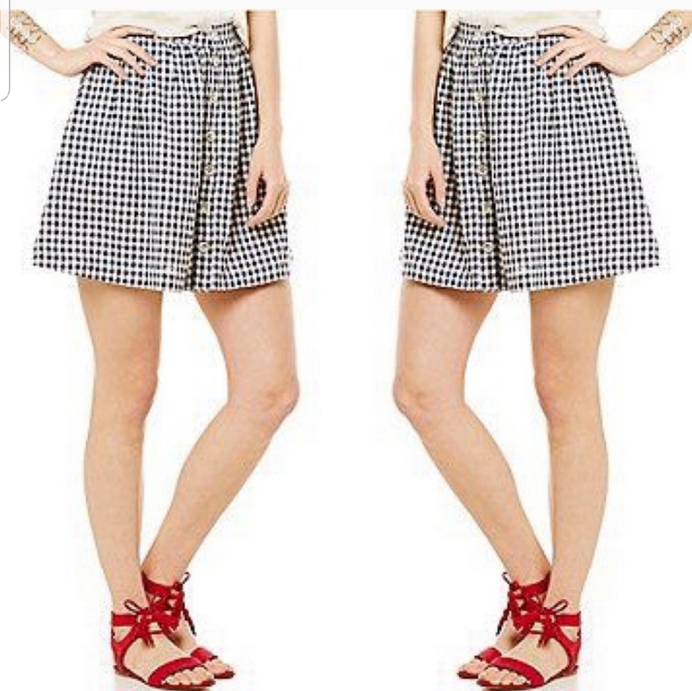 Copper Key Gingham Button Up Skirt